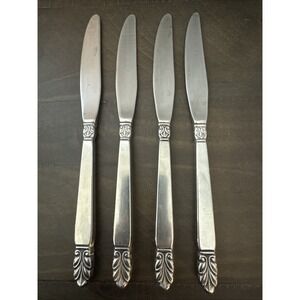 International NORSE Stainless Dinner Knife Deluxe Satin Flatware 8 7/8" Lot Of 4